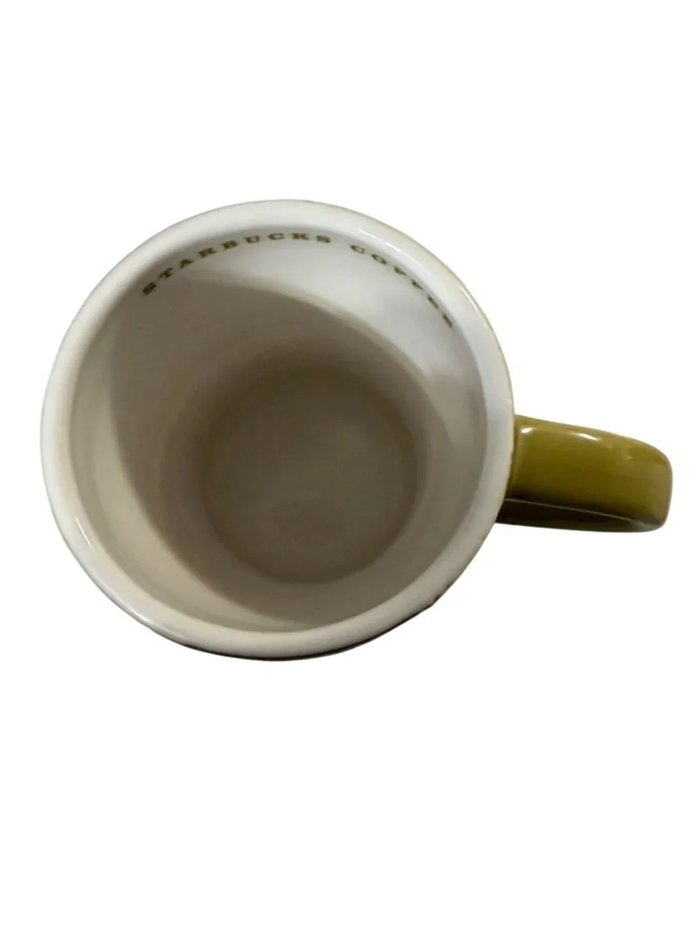 Starbucks Green Textured Ceramic Mug 12 oz With White Floral Design Dishwasher &